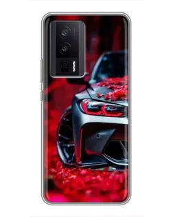 Чехол для Xiaomi POCO F5 Pro с картинкой «Спортивная BMW и цветы» Чехол для Xiaomi POCO F5 Pro с картинкой «Спортивная BMW и цветы»