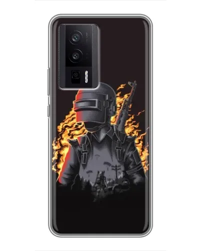 Чехол для Xiaomi POCO F5 Pro с картинкой «PUBG — огненный силуэт» Чехол для Xiaomi POCO F5 Pro с картинкой «PUBG — огненный силуэт»