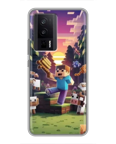 Чехол для Xiaomi POCO F5 Pro с картинкой «Стив на ферме» Чехол для Xiaomi POCO F5 Pro с картинкой «Стив на ферме»