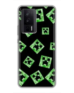 Чехол для Xiaomi POCO F5 Pro с картинкой «Паттерн с криперами» Чехол для Xiaomi POCO F5 Pro с картинкой «Паттерн с криперами»