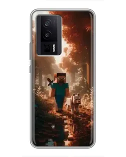 Чехол для Xiaomi POCO F5 Pro с картинкой «Стив в лесу» Чехол для Xiaomi POCO F5 Pro с картинкой «Стив в лесу»