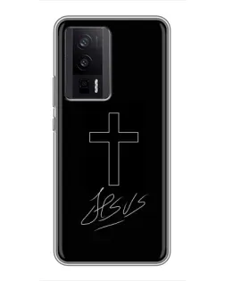 Чехол для Xiaomi POCO F5 Pro с картинкой «Графический крест Jesus»