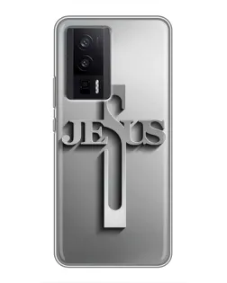 Чехол для Xiaomi POCO F5 Pro с картинкой «Металлический крест Jesus»