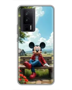 Чехол для Xiaomi POCO F5 Pro с картинкой «Микки на скамейке»