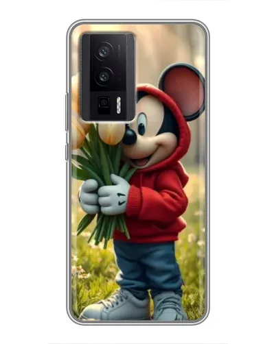 Чехол для Xiaomi POCO F5 Pro с картинкой «Микки с тюльпанами» Чехол для Xiaomi POCO F5 Pro с картинкой «Микки с тюльпанами»