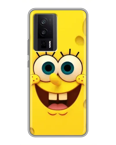 Чехол для Xiaomi POCO F5 Pro с картинкой «Губка Боб улыбка»