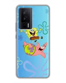 Чехол для Xiaomi POCO F5 Pro с картинкой «Спанч Боб и Патрик»