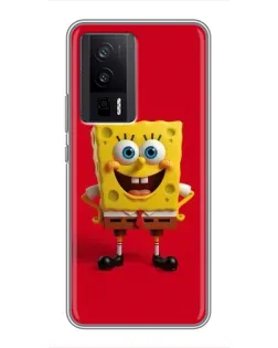 Чехол для Xiaomi POCO F5 Pro с картинкой «Спанч Боб на красном»