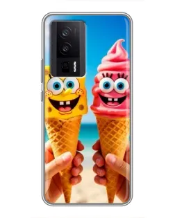 Чехол для Xiaomi POCO F5 Pro с картинкой «Спанч Боб мороженое»