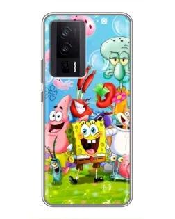 Чехол для Xiaomi POCO F5 Pro с картинкой «Губка Боб и друзья»