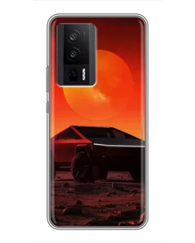 Чехол для Xiaomi POCO F5 Pro с картинкой «Cybertruck на Марсе»