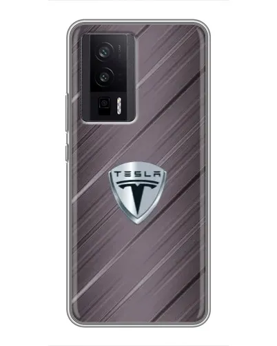 Чехол для Xiaomi POCO F5 Pro с картинкой «Металлическая текстура Tesla»