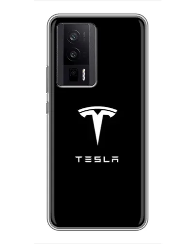 Чехол для Xiaomi POCO F5 Pro с картинкой «Tesla White Logo»