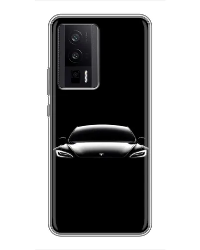 Чехол для Xiaomi POCO F5 Pro с картинкой «Фары Tesla Night»