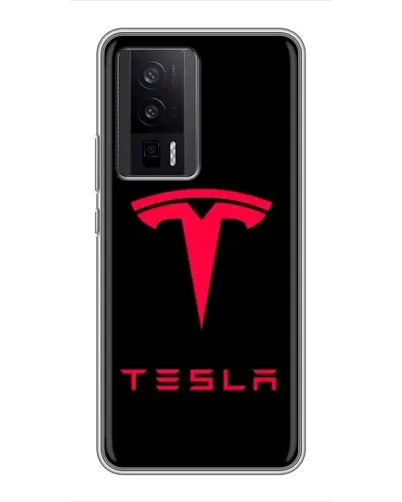 Чехол для Xiaomi POCO F5 Pro с картинкой «Tesla Red Logo»