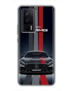 Чехол для Xiaomi POCO F5 Pro с картинкой «Mercedes — белый карбон»