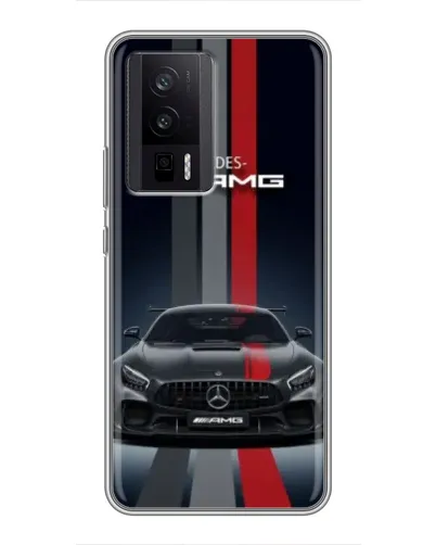 Чехол для Xiaomi POCO F5 Pro с картинкой «Mercedes — белый карбон»