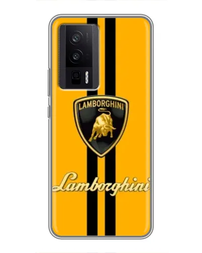 Чехол для Xiaomi POCO F5 Pro с картинкой «Lamborghini Stripe желтый»