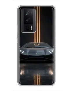 Чехол для Xiaomi POCO F5 Pro с картинкой «Lamborghini золотые линии»