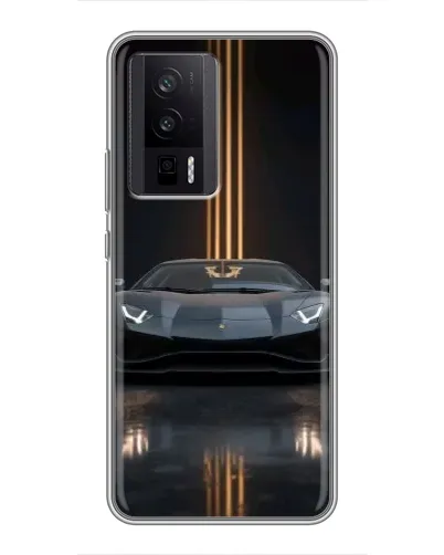 Чехол для Xiaomi POCO F5 Pro с картинкой «Lamborghini золотые линии»