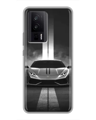 Чехол для Xiaomi POCO F5 Pro с картинкой «Lamborghini симметрия дорог»