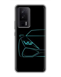 Чехол для Xiaomi POCO F5 Pro с картинкой «Голубой силуэт Lamborghini» Чехол для Xiaomi POCO F5 Pro с картинкой «Голубой силуэт Lamborghini»