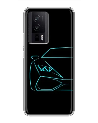 Чехол для Xiaomi POCO F5 Pro с картинкой «Голубой силуэт Lamborghini»