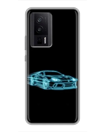 Чехол для Xiaomi POCO F5 Pro с картинкой «Неоновый контур Lamborghini»