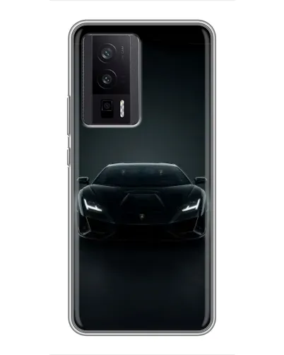Чехол для Xiaomi POCO F5 Pro с картинкой «Черный Lamborghini Aventador»