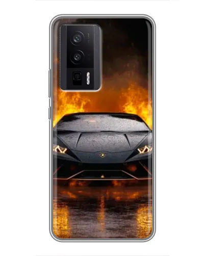 Чехол для Xiaomi POCO F5 Pro с картинкой «Lamborghini в огне»