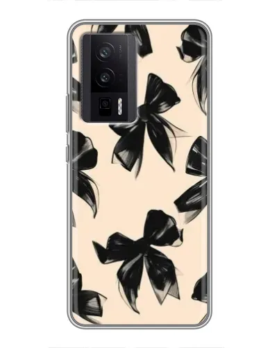 Чехол для Xiaomi POCO F5 Pro с картинкой «Паттерн черные банты» Чехол для Xiaomi POCO F5 Pro с картинкой «Паттерн черные банты»