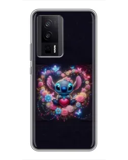 Чохол для Xiaomi POCO F5 Pro з картинкою «Stitch у квітах»