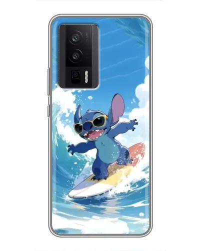 Чехол для Xiaomi POCO F5 Pro с картинкой «Стич на волне»