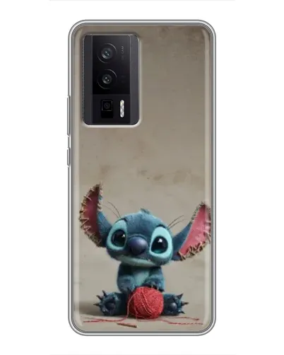 Чехол для Xiaomi POCO F5 Pro с картинкой «Стич на коричневом фоне»