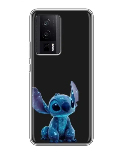 Чехол для Xiaomi POCO F5 Pro с картинкой «Стич на черном»