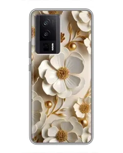 Чехол для Xiaomi POCO F5 Pro с картинкой «Белие бумажние цвети» Чехол для Xiaomi POCO F5 Pro с картинкой «Белие бумажние цвети»