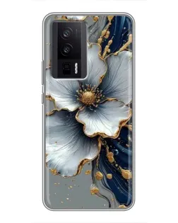 Чехол для Xiaomi POCO F5 Pro с картинкой «Белый цветок и золотой флюид» Чехол для Xiaomi POCO F5 Pro с картинкой «Белый цветок и золотой флюид»
