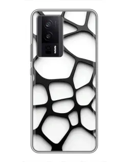 Чехол для Xiaomi POCO F5 Pro с картинкой «Белая объемная сетка»