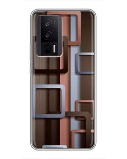 Чехол для Xiaomi POCO F5 Pro с картинкой «Коричневые объемные квадраты» Чехол для Xiaomi POCO F5 Pro с картинкой «Коричневые объемные квадраты»