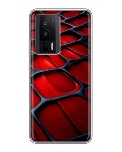 Чехол для Xiaomi POCO F5 Pro с картинкой «Красная глянцевая сетка»