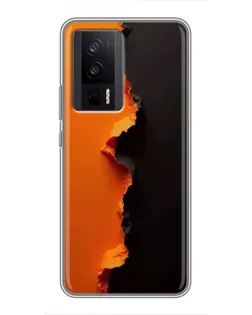 Чехол для Xiaomi POCO F5 Pro с картинкой «Оранжевый разлом»