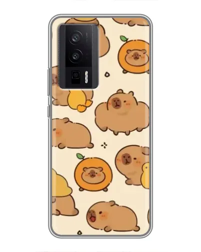 Чехол для Xiaomi POCO F5 Pro с картинкой «Капибары с апельсинами»