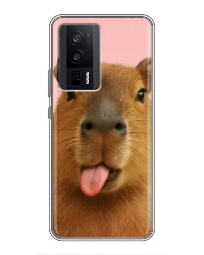 Чехол для Xiaomi POCO F5 Pro с картинкой «Капибара с языком»