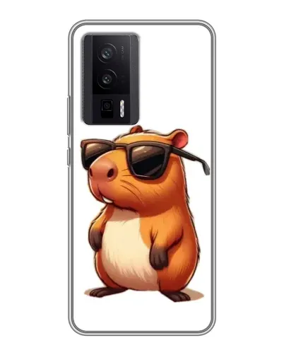 Чехол для Xiaomi POCO F5 Pro с картинкой «Капибара в очках»