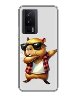 Чохол для Xiaomi POCO F5 Pro з картинкою «Капібара репер даб» Чохол для Xiaomi POCO F5 Pro з картинкою «Капібара репер даб»