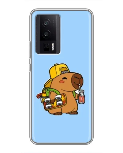 Чехол для Xiaomi POCO F5 Pro с картинкой «Капибара на скейте»