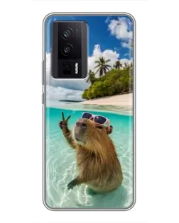 Чохол для Xiaomi POCO F5 Pro з картинкою «Капібара на морі» Чохол для Xiaomi POCO F5 Pro з картинкою «Капібара на морі»