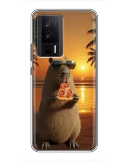 Чохол для Xiaomi POCO F5 Pro з картинкою «Капібара з піцою» Чохол для Xiaomi POCO F5 Pro з картинкою «Капібара з піцою»