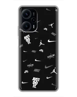 Чехол для Xiaomi POCO F5 с картинкой «Nike Black Pattern» Чехол для Xiaomi POCO F5 с картинкой «Nike Black Pattern»