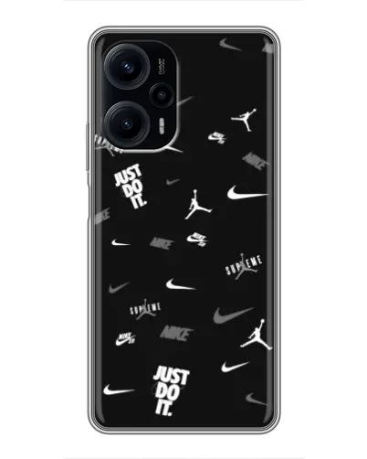 Чехол для Xiaomi POCO F5 с картинкой «Nike Black Pattern» Чехол для Xiaomi POCO F5 с картинкой «Nike Black Pattern»